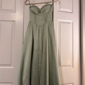 Fashion Nova Strapless Sage Dress